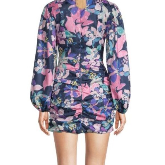 FOR LOVE & LEMONS Wyatt Long-Sleeve Printed Mini Dress NWT XS - Picture 3 of 4